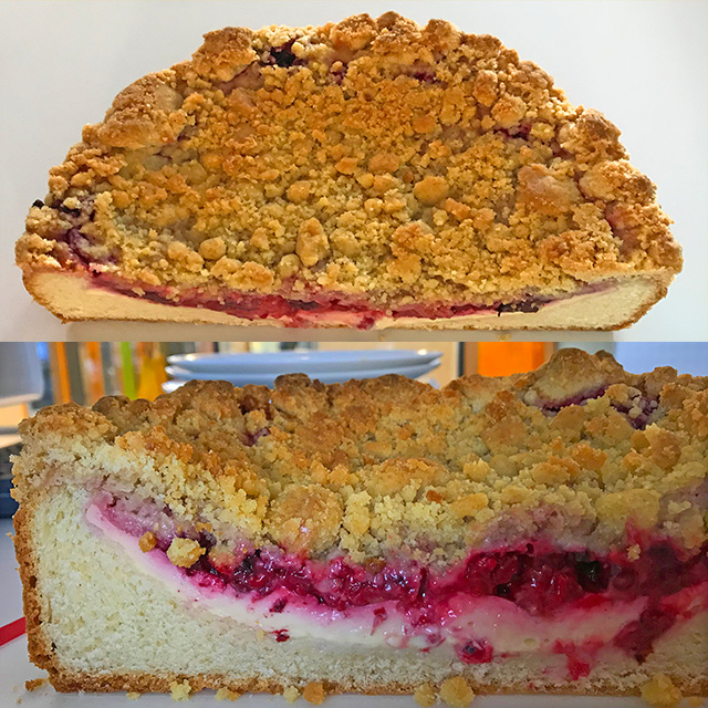 Beeren in Hefekuchen mit Pudding